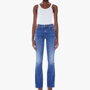 Mother The Outside Sneak Mid Rise Bootcut Jeans in Dark And Stormy Night